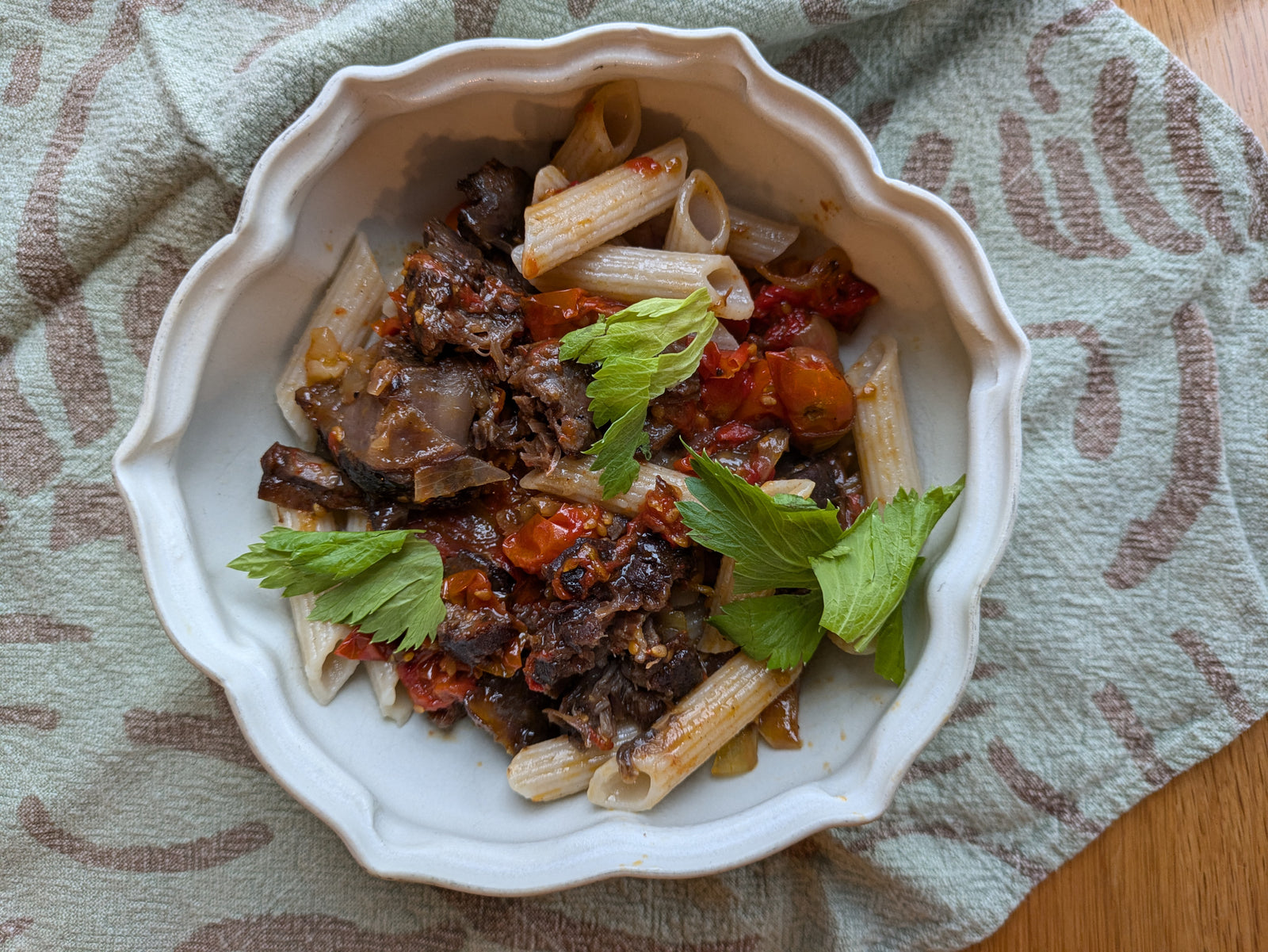 Beef Shanks Pasta with Roasted Cherry Tomatoes